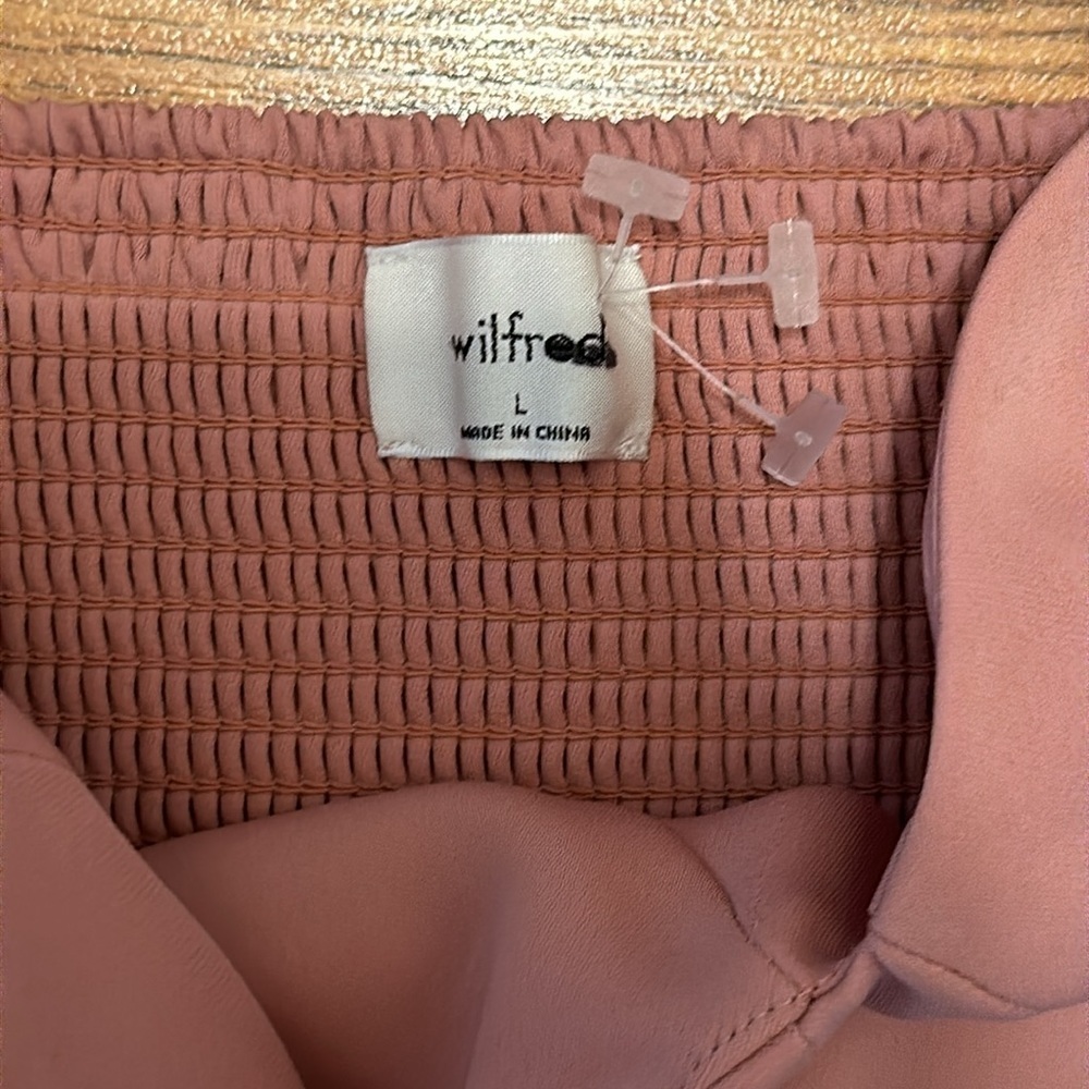 Wilfred Mauve Sweetheart Neckline Short Puff Sleeve Crop Top Blouse A5 - Picture 3 of 4